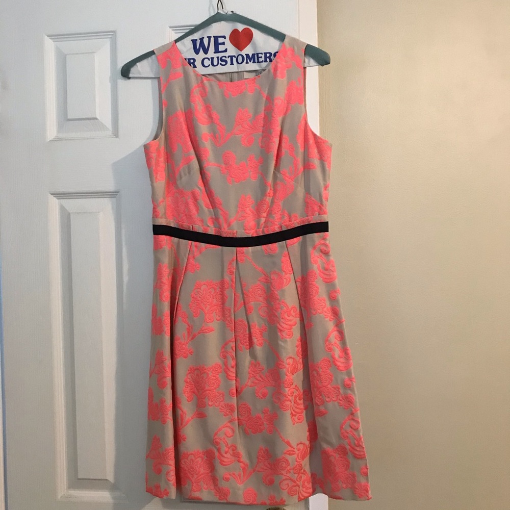 Neon silk dress.
